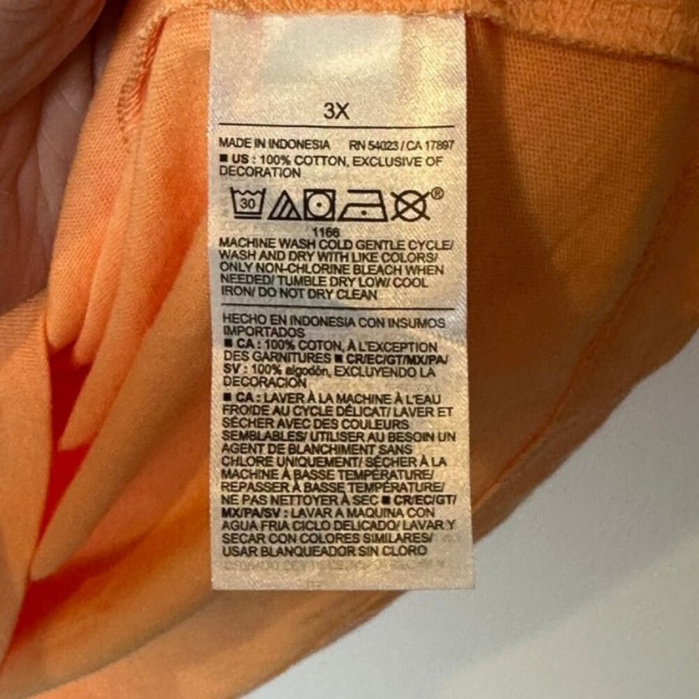 NWT Cutwork-Sleeve Mixed Fabric Top Peach Orange Womens 3x Boho Peasant - Picture 9 of 11